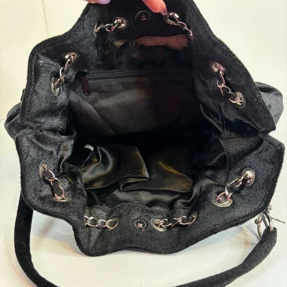 Y2K Black Velvet Sequin Butterfly Shoulder Bag Floral Beaded Boho Purse vintage - Picture 10 of 14